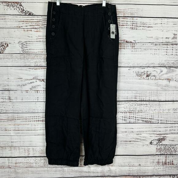 Women's NWT Pilcro Anthropologie Black Boot Tuck Parachute Linen Pants- 29P - Picture 2 of 12
